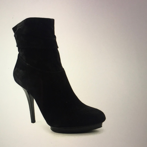 INC International Concepts Shoes - Black Suede INC Gallia Heeled Ankle Boots